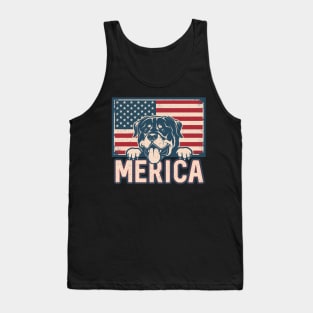 Rottweiler Dog Vintage American Flag Tank Top